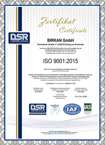 Renewed ISO 9001 certificate